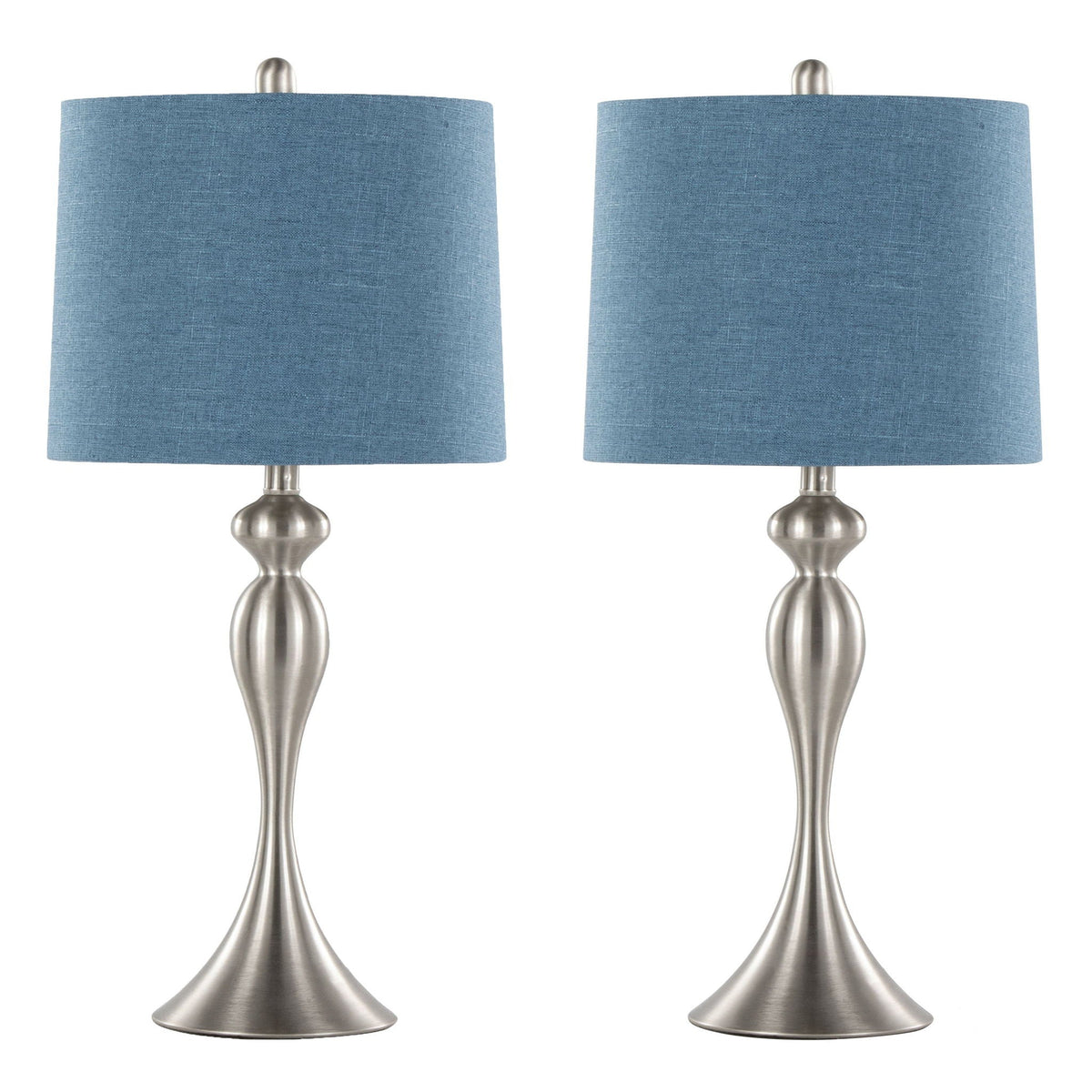 Ashland contemporary table lamps set of 2, blue shades with brushed nickel bases HouseOfZazla on Tampa Home & Garden Store