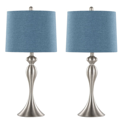 Ashland contemporary table lamps set of 2, blue shades with brushed nickel bases HouseOfZazla on Tampa Home & Garden Store