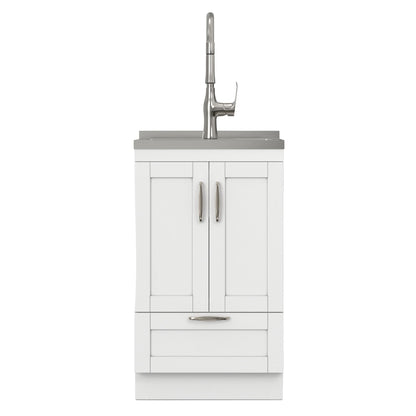 Deluxe Laundry Cabinet With Sink And Faucet Unit, white vanity with chrome faucet by HouseOfZazla on Tampa Home & Garden Store