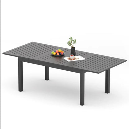 Extendable Outdoor Dining Table and Gray Frame