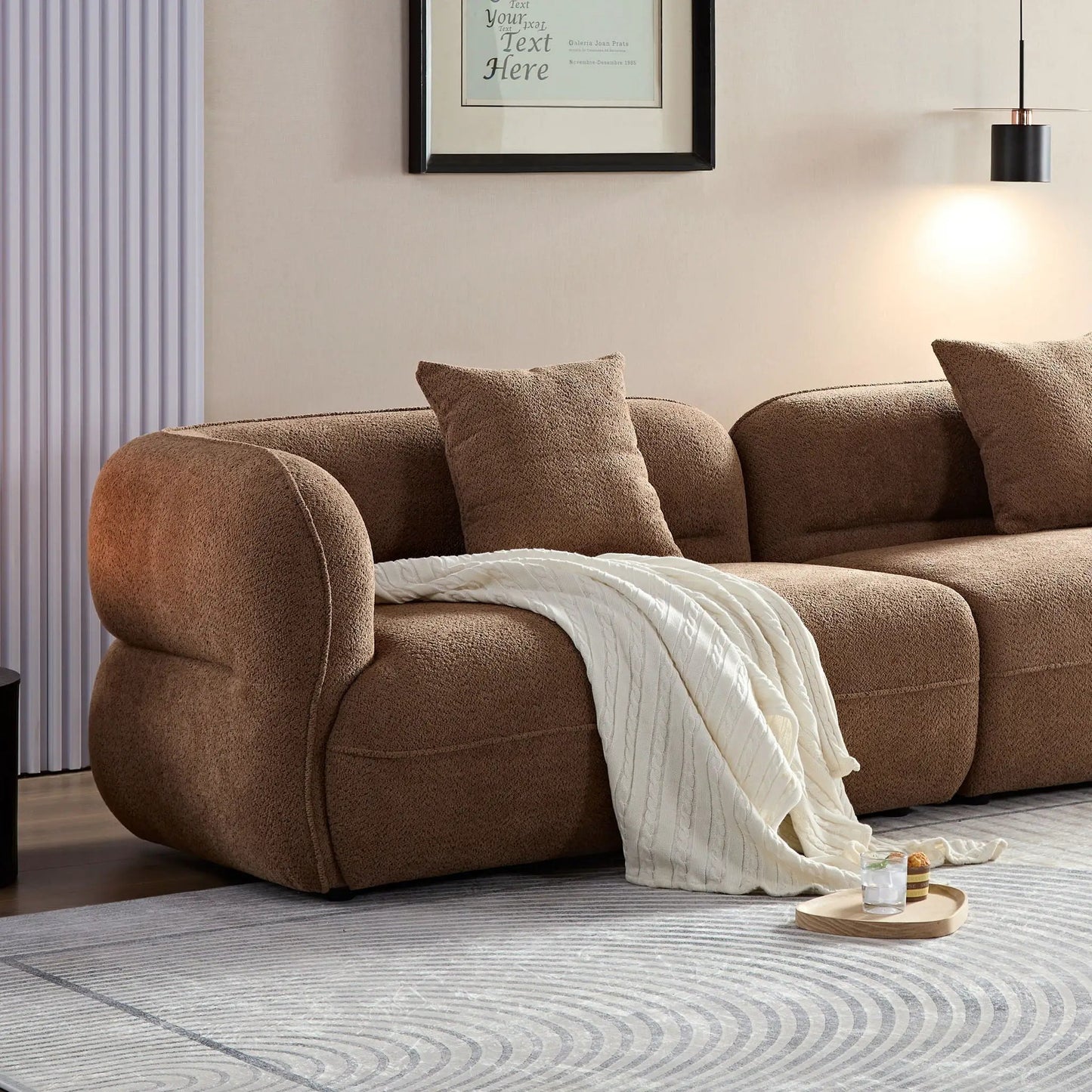 Sectional sofa brown textured fabric and solid wood frame by Unique Piece Furniture on Tampa Home & Garden Store