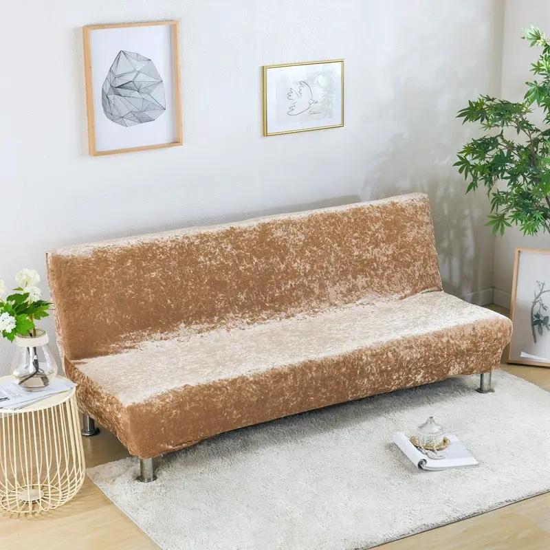All-inclusive Silver Fox Velvet Armless Folding Sofa Bedspread by FLIPSTYLEZLLC tan velvet couch on Tampa Home & Garden Store