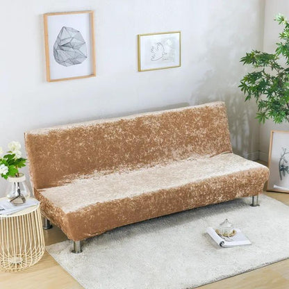 All-inclusive Silver Fox Velvet Armless Folding Sofa Bedspread by FLIPSTYLEZLLC tan velvet couch on Tampa Home & Garden Store