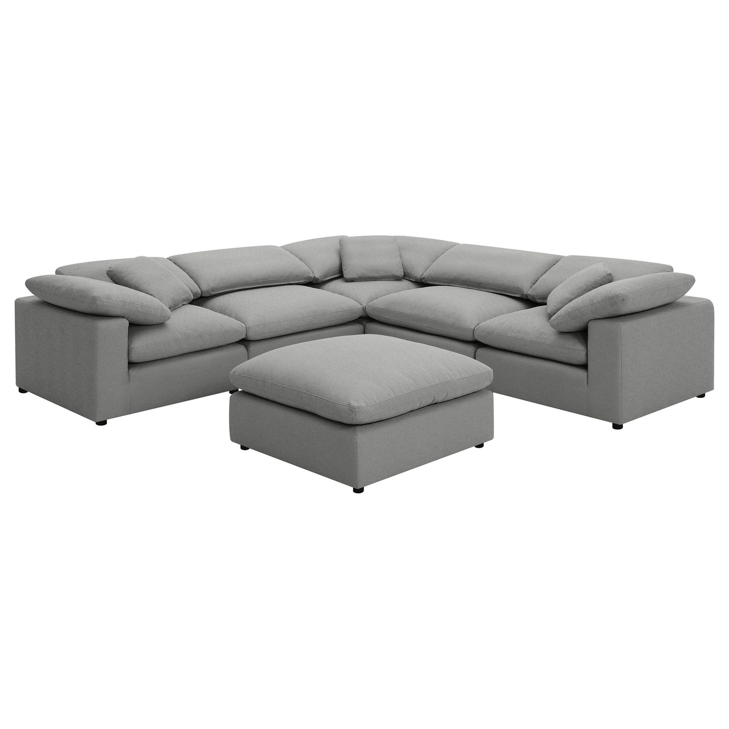 Segoura modular sectional with ottoman, light gray fabric, 2-piece set by HouseOfZazla on Tampa Home & Garden Store