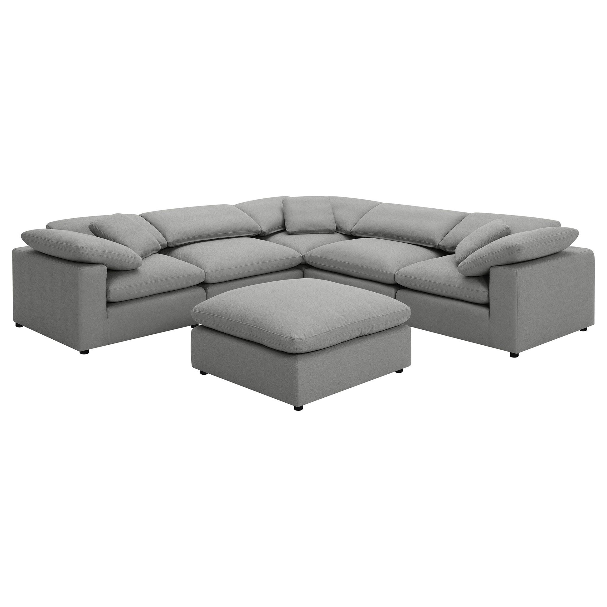 Segoura modular sectional with ottoman, light gray fabric, 2-piece set by HouseOfZazla on Tampa Home & Garden Store