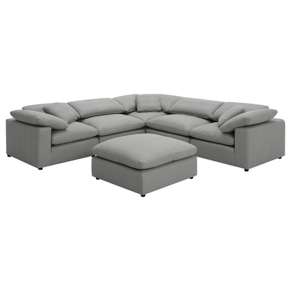 Segoura modular sectional with ottoman, light gray fabric, 2-piece set by HouseOfZazla on Tampa Home & Garden Store