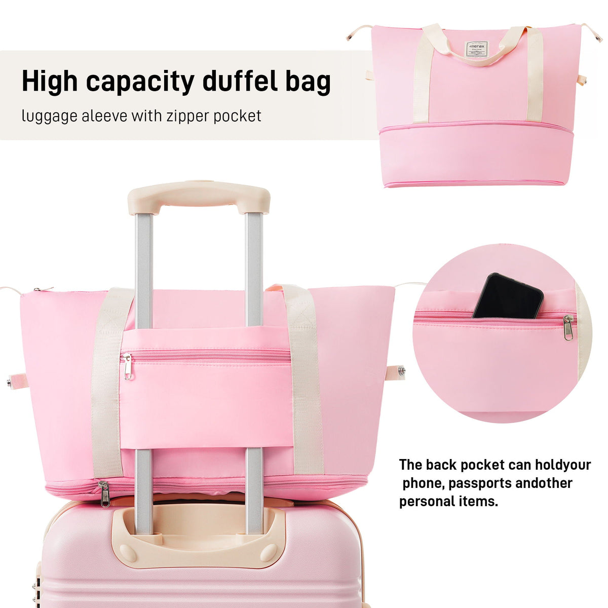 Pink 2pc hardshell luggage set with duffel and spinner TSA lock 20in/28in on Tampa Home & Garden Store