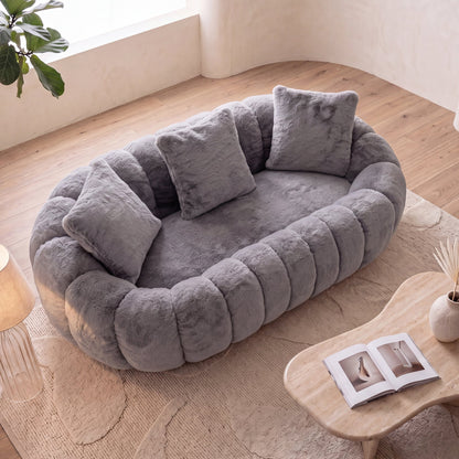 Floral Faux Fur and Ultra Soft Two Seater Sofa