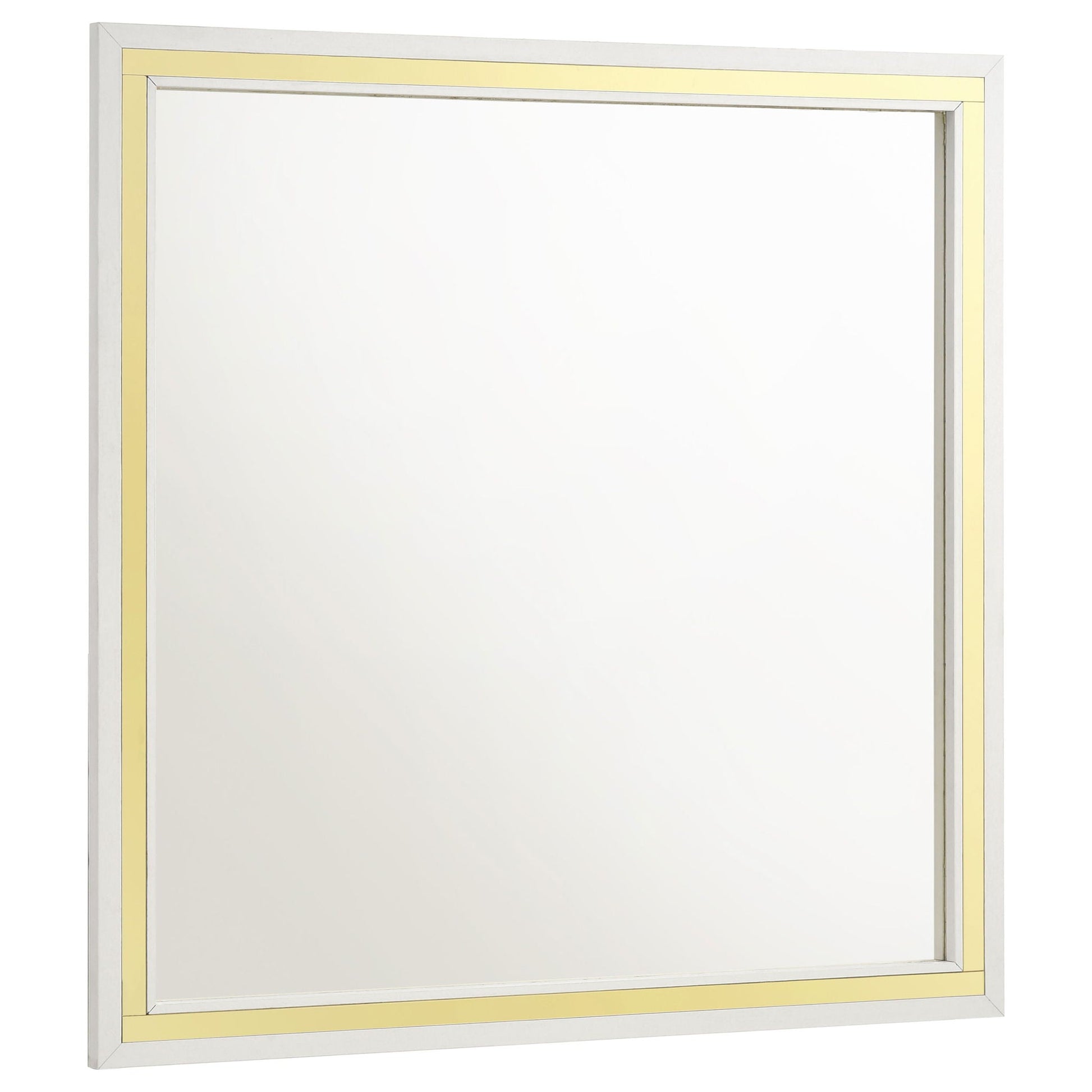 Malcolm 5 Piece Bedroom Set wall mirror with silver frame and gold inner trim by HouseOfZazla on Tampa Home & Garden Store