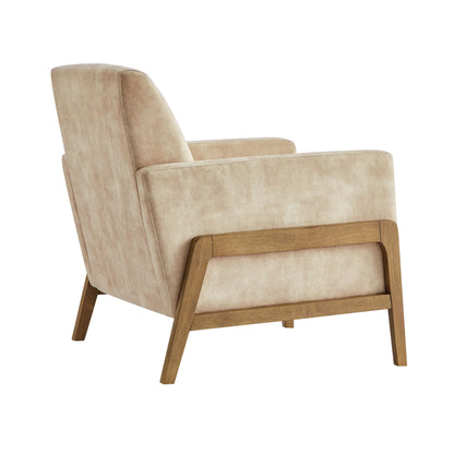 HouseOfZazla arm chair in light tan upholstery with a solid wood frame and legs on Tampa Home & Garden Store