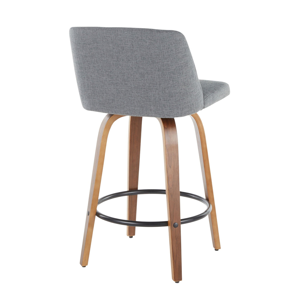 Toriano mid-century modern counter stools set of 2, gray fabric, wood legs with ring footrest on Tampa Home & Garden Store