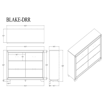 Black Glitter Dresser With Thick Bars And Drawers
