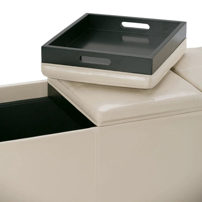 Avalon Upholstered Storage Ottoman With Trays