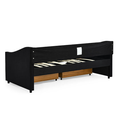 Upholstered Tufted Daybed with Storage Drawers