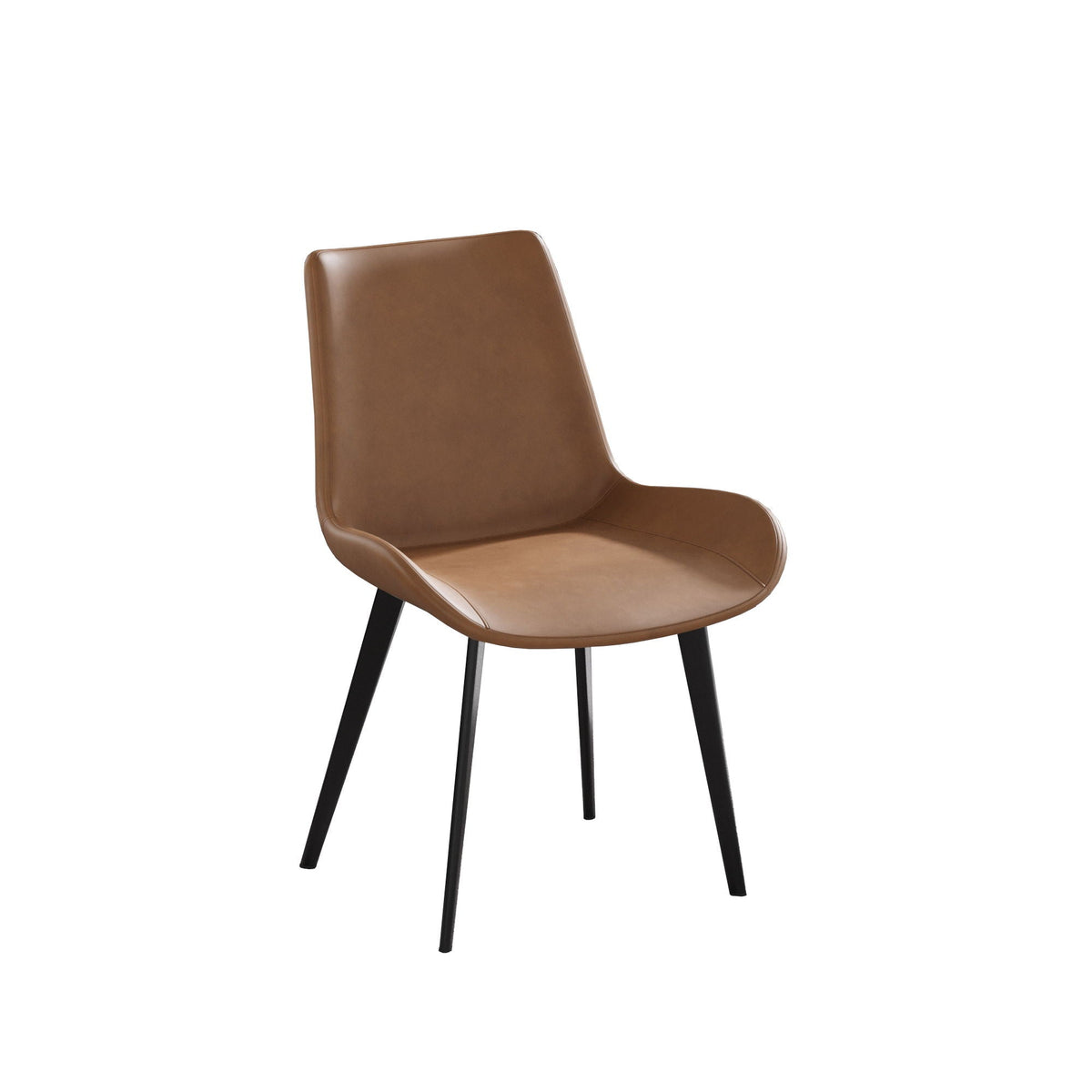 Modern dining chair brown faux leather with black metal legs, set of 2 on Tampa Home & Garden Store