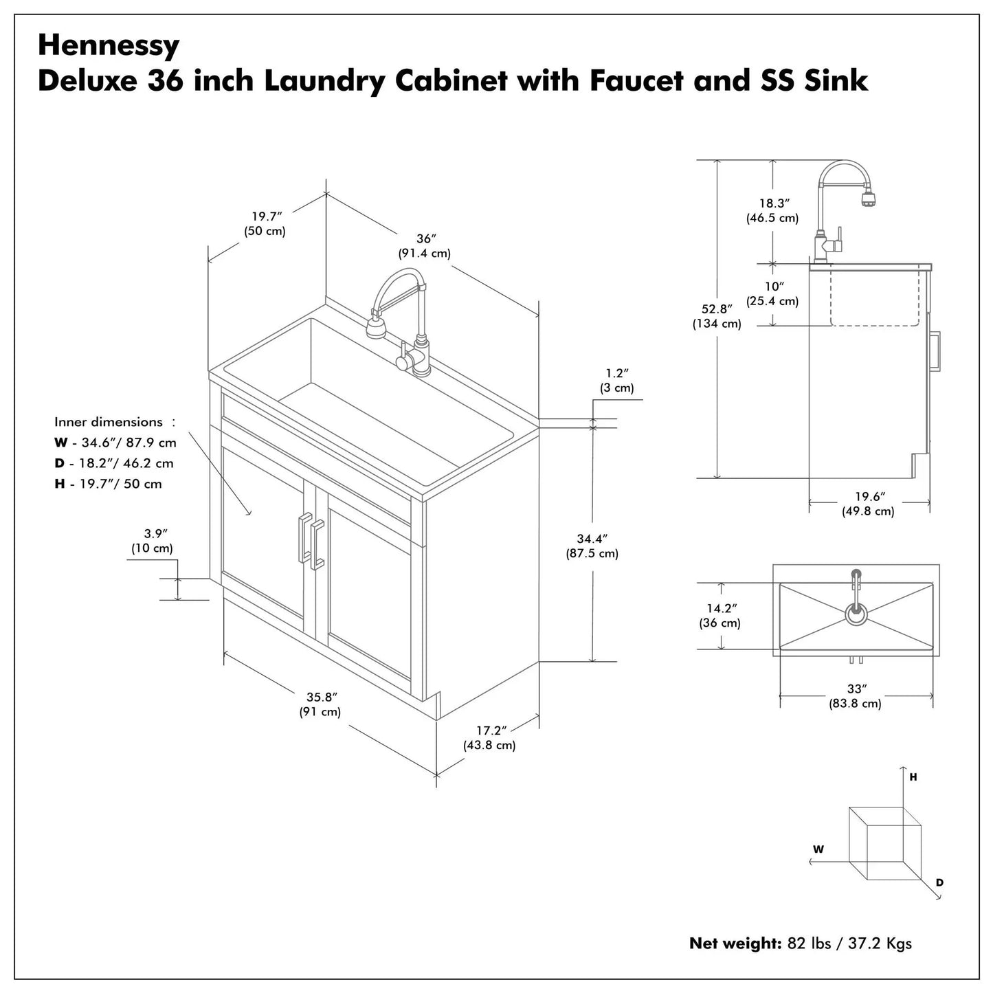 Hennessy Deluxe Laundry Cabinet With Faucet Sink