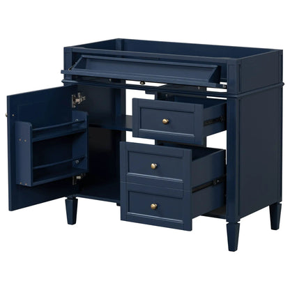 Vanity base with 2 drawers and tip-out drawer in navy blue by Unique Piece Furniture on Tampa Home & Garden Store