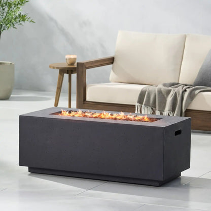 Propane fire pit, contemporary outdoor design, 40,000 BTU, rectangular dark-gray finish on Tampa Home & Garden Store