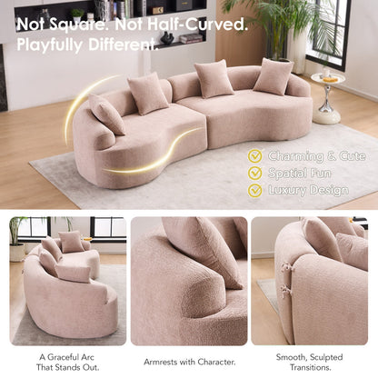 LY-025 Modular Sleeper Sectional Sofa, 4-Seater in pink wood-grain chenille by HouseOfZazla on Tampa Home & Garden Store