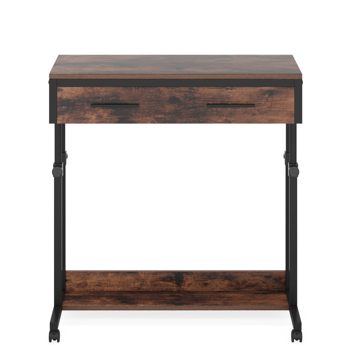 Portable laptop desk with drawer, wheels, brown wood, black frame, HouseOfZazla on Tampa Home & Garden Store