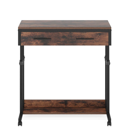 Portable laptop desk with drawer, wheels, brown wood, black frame, HouseOfZazla on Tampa Home & Garden Store