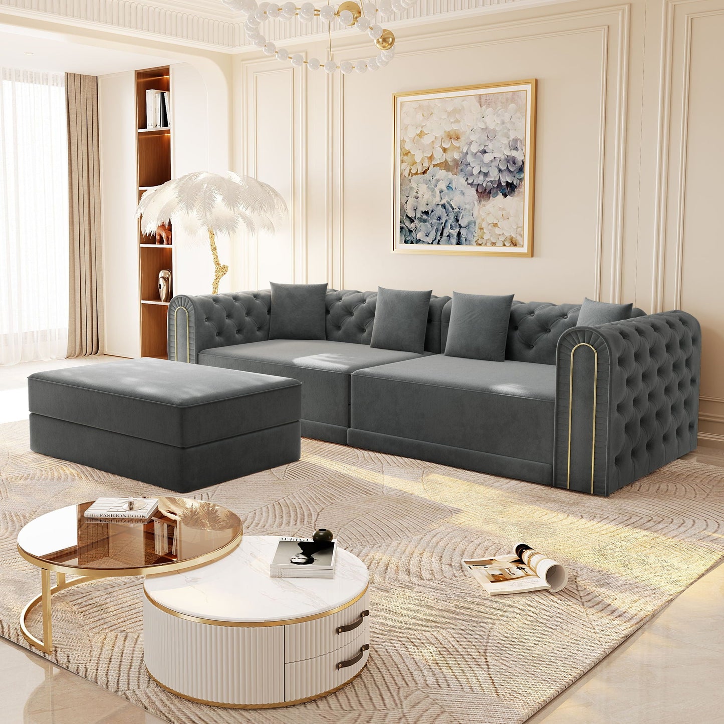 3 In 1 Convertible Sofa and Ottoman Bed
