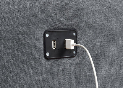 Toby woven fabric reversible sleeper sectional with USB charging panel on dark gray upholstery on Tampa Home & Garden Store
