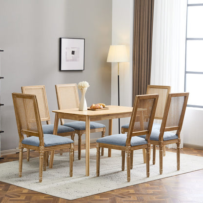 French Country dining chair with cane back and smooth blue upholstered seat by HouseOfZazla on Tampa Home & Garden Store