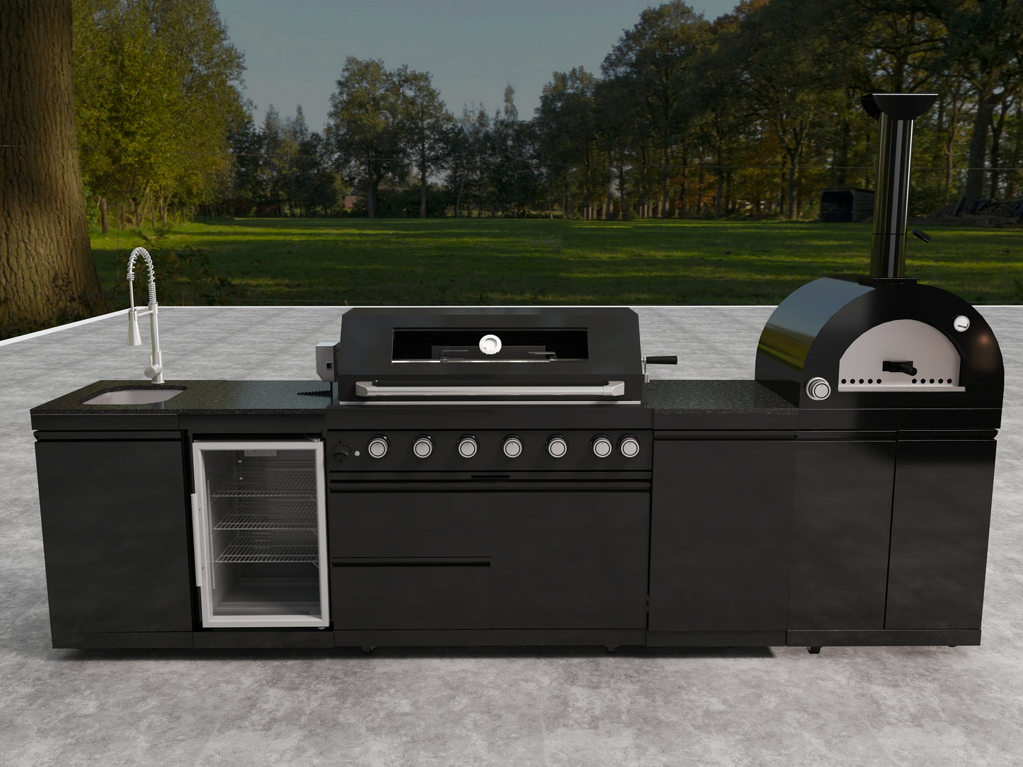 Premium 128-Inch stainless steel gas outdoor kitchen grill with sink and fridge HouseOfZazla on Tampa Home & Garden Store
