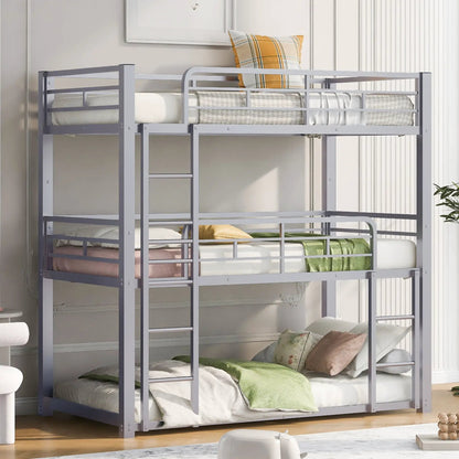 Triple Bunk Bed with Sturdy Construction
