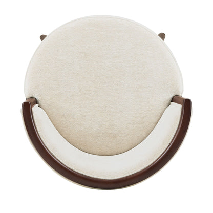 Evalyn Counter Stool beige boucle seat with dark wood frame by HouseOfZazla on Tampa Home & Garden Store