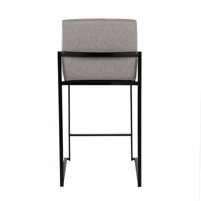 Fuji High Back Counter Stool gray fabric upholstery with black metal frame HouseOfZazla on Tampa Home & Garden Store