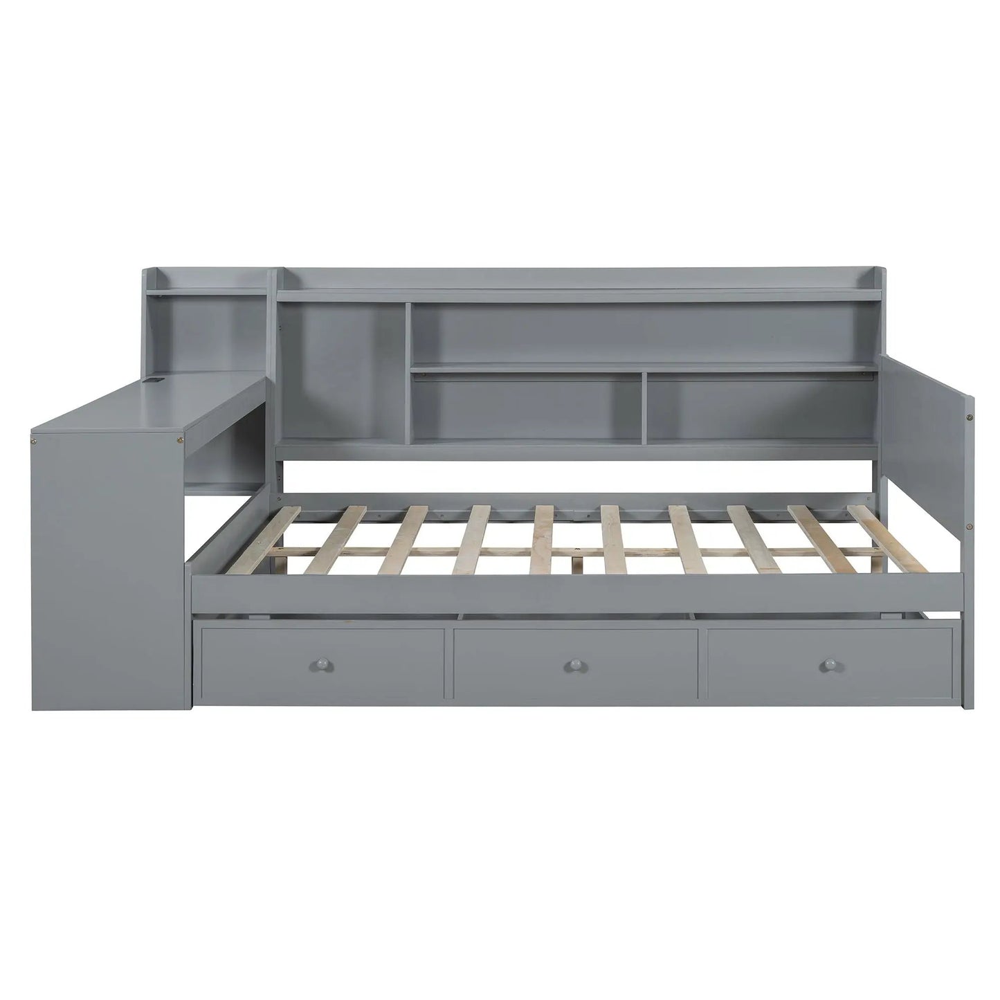 Daybed with desk and 3 drawers in grey metal finish, Unique Piece Furniture storage bed on Tampa Home & Garden Store