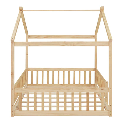 Bed House Bed Frame With Fence canopy bed frame in natural pine by Unique Piece Furniture on Tampa Home & Garden Store