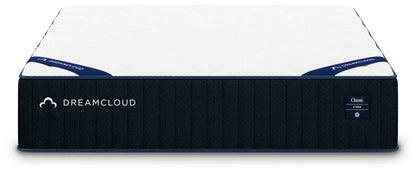 DreamCloud Classic Hybrid mattress with white top and navy quilted sides on Tampa Home & Garden Store