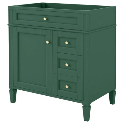 Bathroom vanity base with 2 drawers and tip-out drawer, gold knobs on Tampa Home & Garden Store