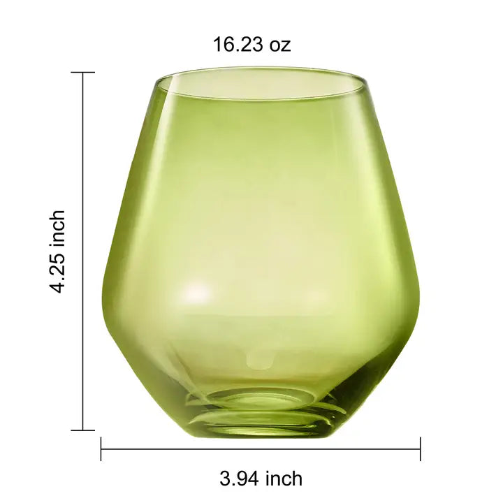 Fortuna Set Of Six Clear Stemless Wine Glasses