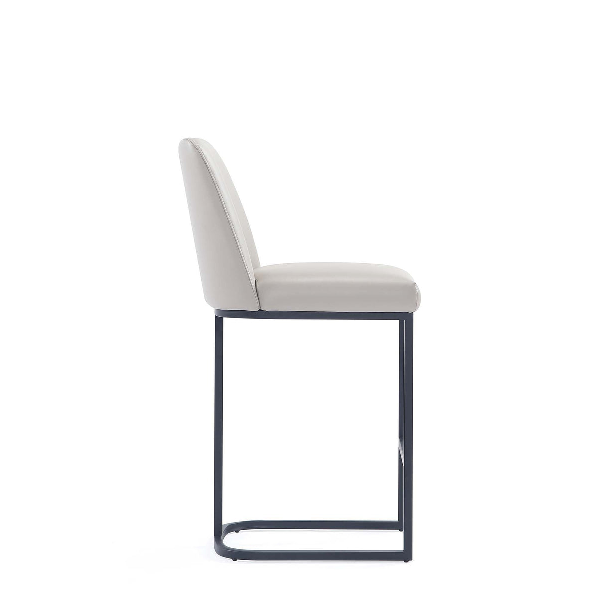Serena Counter Stool by HouseOfZazla, cream upholstered seat and back, black metal cantilever base on Tampa Home & Garden Store