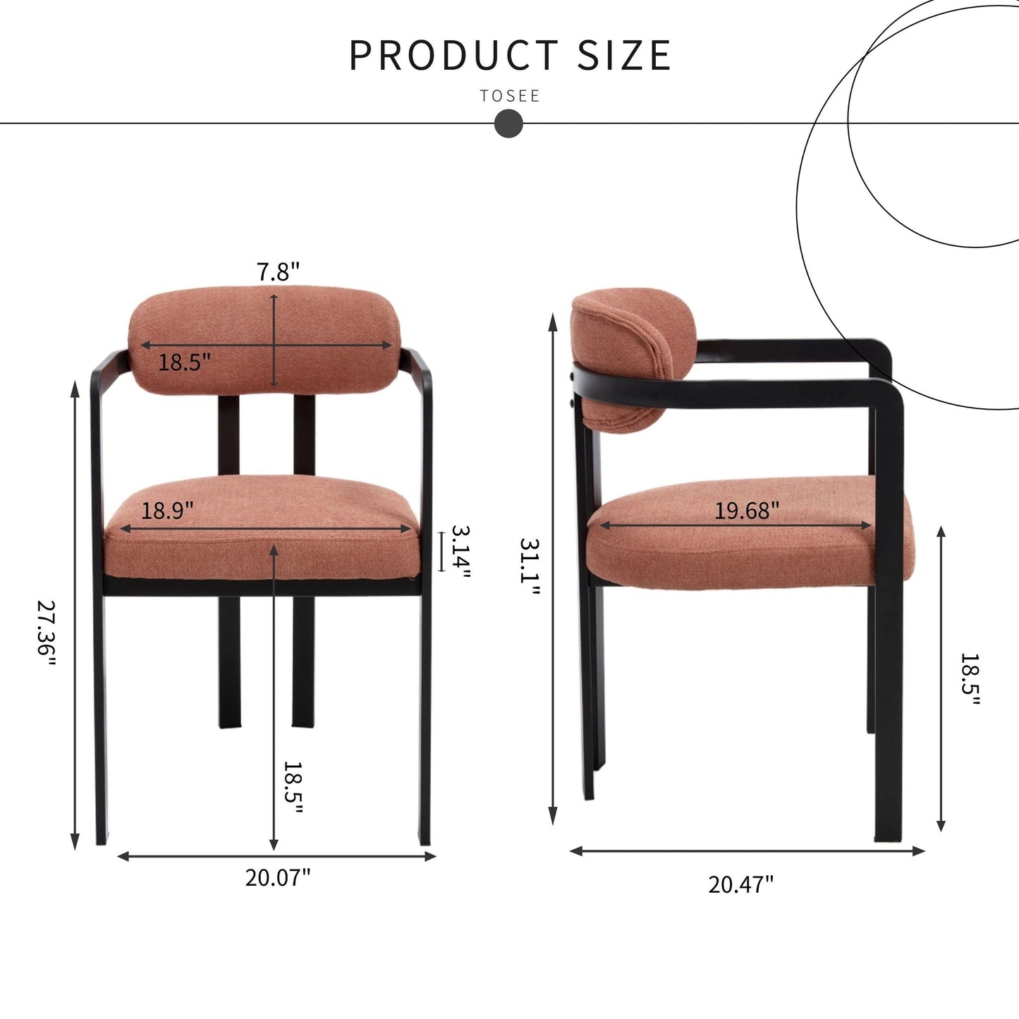 Dining arm chairs set of 2 in rust upholstery with black metal frames by HouseOfZazla on Tampa Home & Garden Store