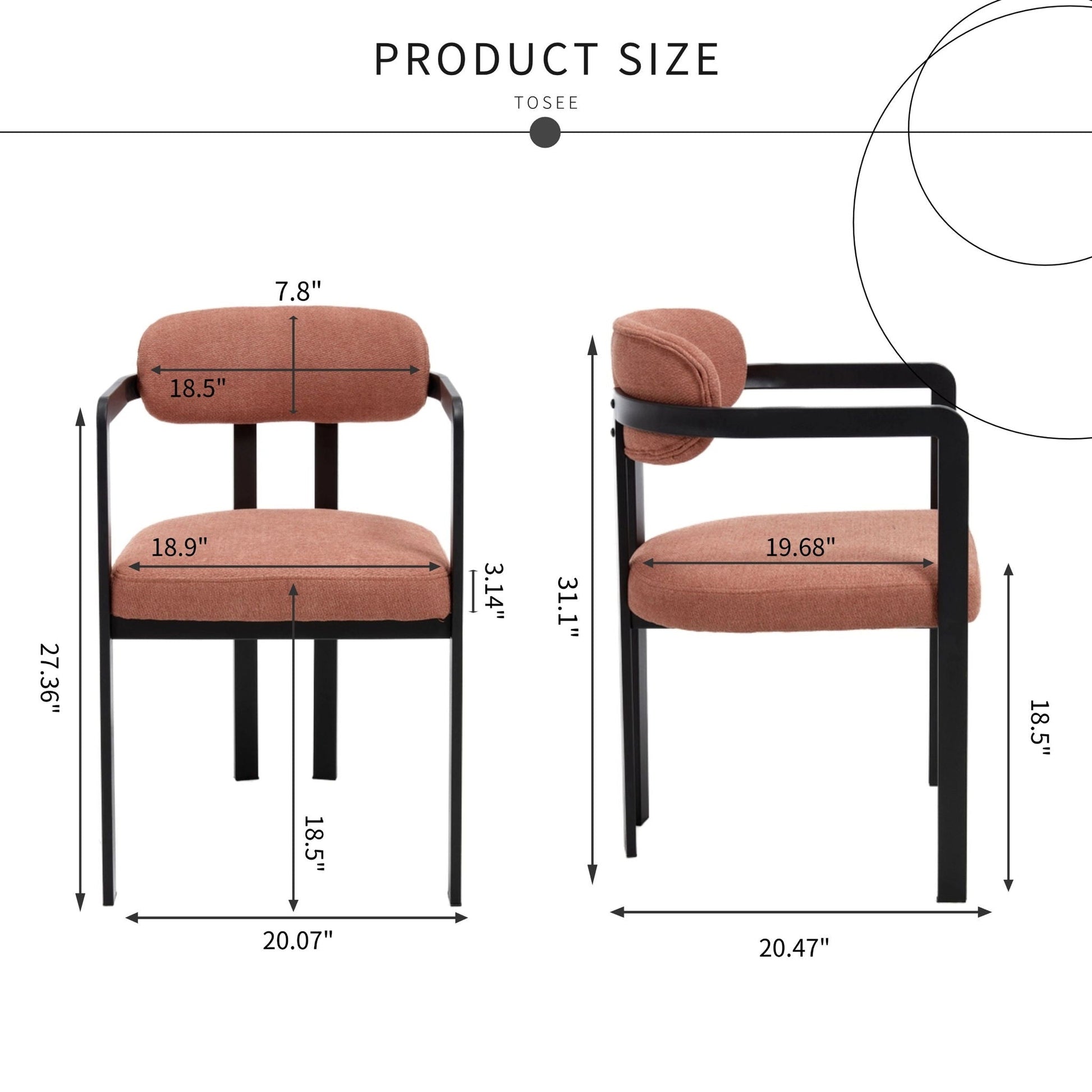 Dining arm chairs set of 2 in rust upholstery with black metal frames by HouseOfZazla on Tampa Home & Garden Store