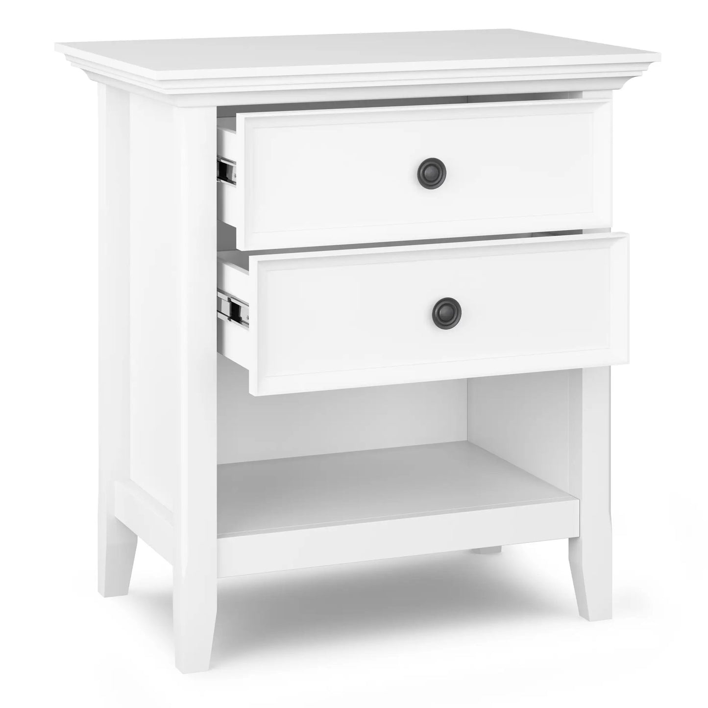 Amherst bedside table by Unique Piece Furniture, white 2-drawer nightstand with knobs on Tampa Home & Garden Store