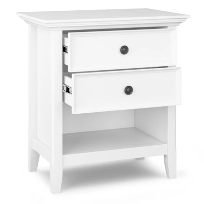 Amherst bedside table by Unique Piece Furniture, white 2-drawer nightstand with knobs on Tampa Home & Garden Store