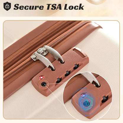 HouseOfZazla 3-piece expandable hard shell luggage set with TSA lock, brown tan finish on Tampa Home & Garden Store