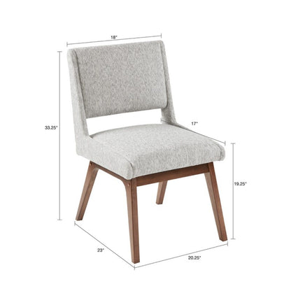Dining Side Chair Set with Upholstered Cushions in light gray fabric with wood legs on Tampa Home & Garden Store