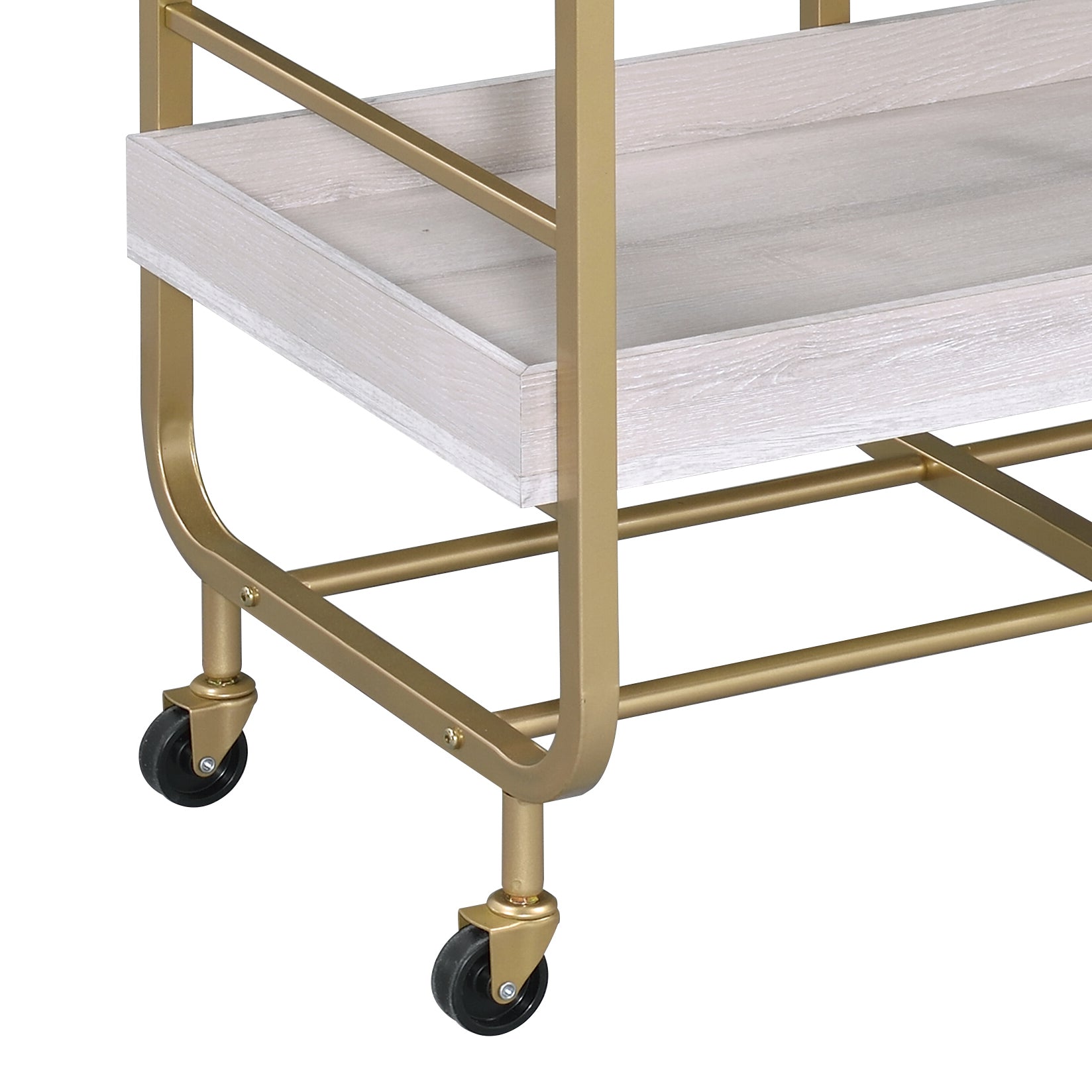 Vorrik Gold & White Washed Finish Serving Cart, gold cart with caster wheels HouseOfZazla on Tampa Home & Garden Store