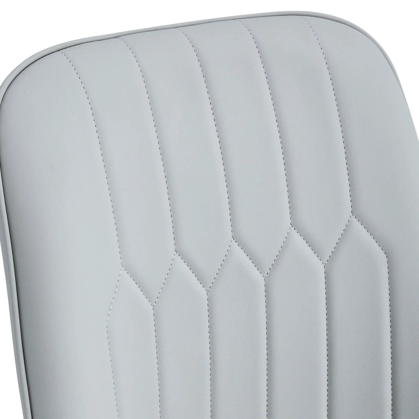 Modern chair gray faux-leather upholstery with vertical stitched channels on Tampa Home & Garden Store