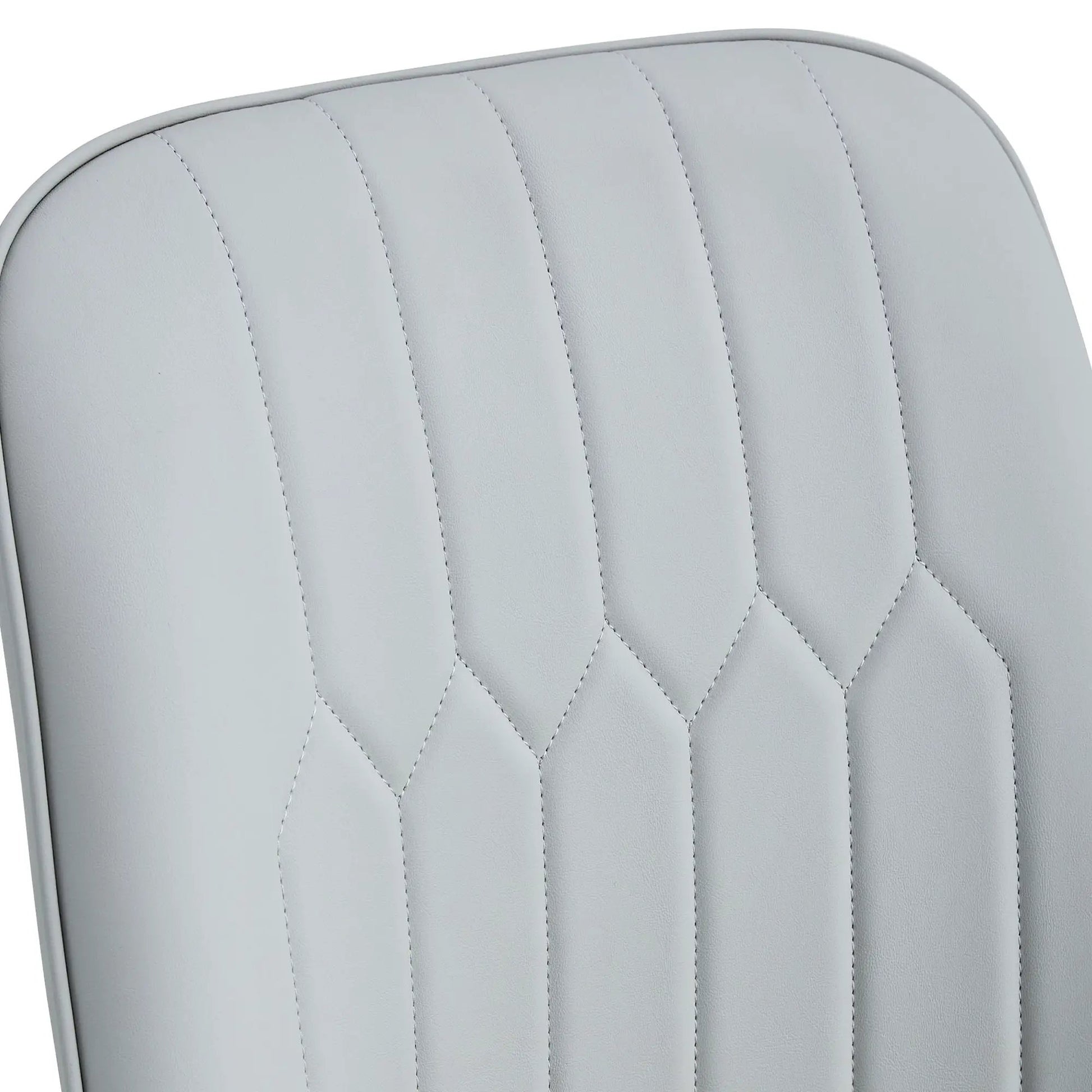 Modern chair gray faux-leather upholstery with vertical stitched channels on Tampa Home & Garden Store