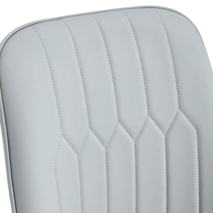 Modern chair gray faux-leather upholstery with vertical stitched channels on Tampa Home & Garden Store