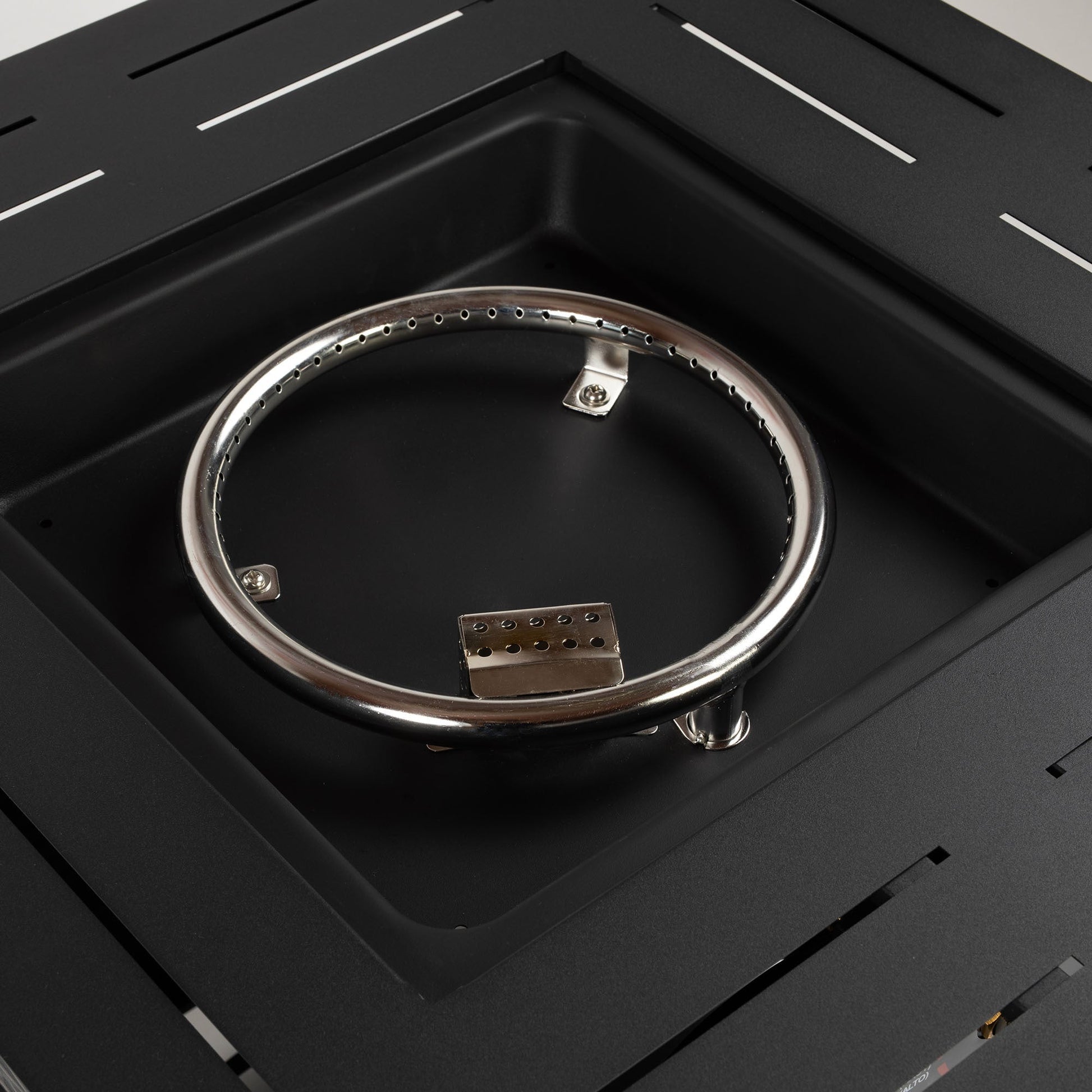 28in propane fire pit table burner ring on black square steel top by HouseOfZazla on Tampa Home & Garden Store