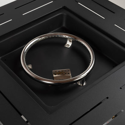 28in propane fire pit table burner ring on black square steel top by HouseOfZazla on Tampa Home & Garden Store